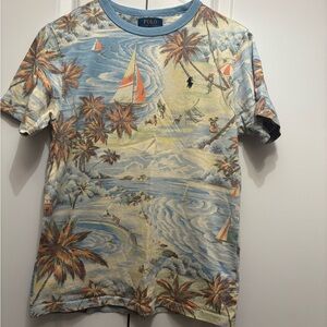 Polo by Ralph Lauren Men's Tropical Beach Print Shirt - Blue and Orange